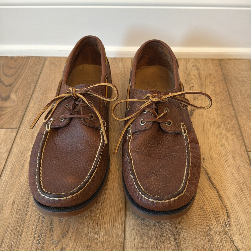 Polo Ralph Lauren Men's Bienne Boat Shoe Tan Medium Brown Leather 12D Lace Up